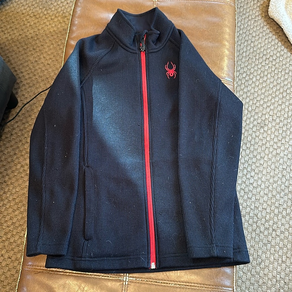 Kids Spyder sweater zip up- fleece lining- black size medium 10/12